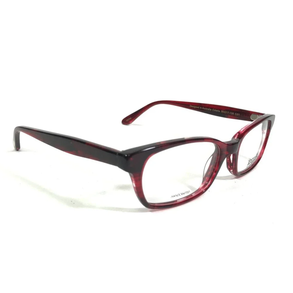 Iconik Eyeglasses Frames Colette C01 Black Red Tortoise Horn Rim 50-17-135